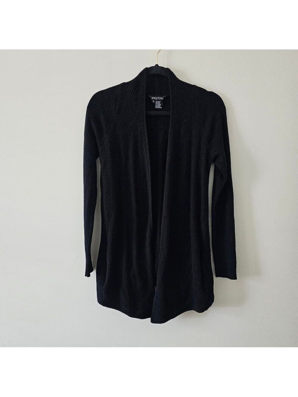 ETCETERA Black Open Front Cardigan Size M